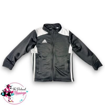 Adidas Kids Black & White Zip Track Jacket Tracksuit Top Age 4-5 Sports Jacket