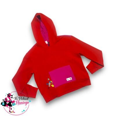 Adidas LEGO Hoodie Kids 13-14 Years Red Pink Colour Block Hooded Sweatshirt Logo Top