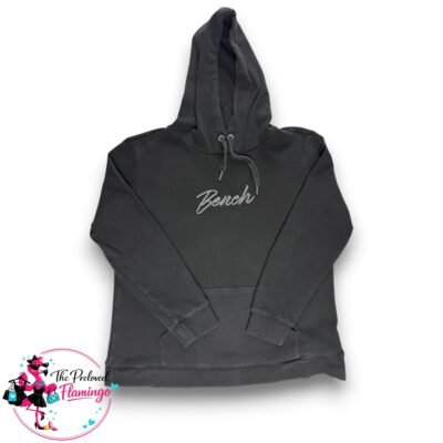 Bench Black Hoodie Size 12 14 Pullover Hooded Sweatshirt Logo Casual Loungewear Cotton