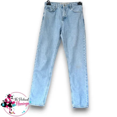 Denim Co Light Blue High Waisted Jeans – Classic Straight Leg Denim – Size UK 8