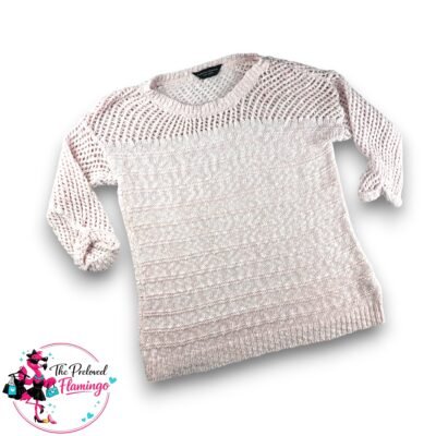 Dorothy Perkins Pink Open Knit Jumper UK 12 Lightweight Cotton Long Sleeve Summer Knit Top