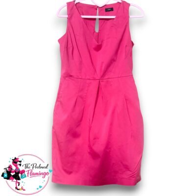 F&F Hot Pink Sleeveless Pencil Dress Size 10 V Neck Tailored Wiggle Bodycon Occasion Dress