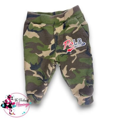 Ralph Lauren Baby Camo Joggers Polo Logo Fleece Lined Elastic Waist Trousers 9 Months