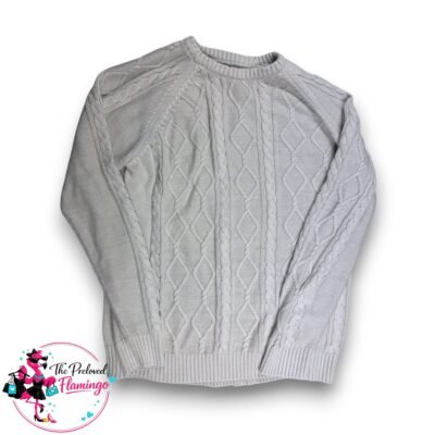 George Stone Beige Cable Knit Jumper Crew Neck Long Sleeve Chunky Knit Classic Fit - Mens L