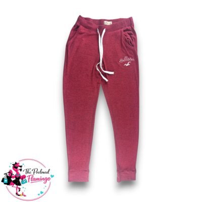 Hollister Pink Joggers Lounge Sweatpants Soft Fleece Drawstring Cuffed Bottoms S