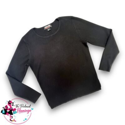 Kirkland Signature Womens Black Fine Knit Jumper Size S Crew Neck Lightweight Sweater