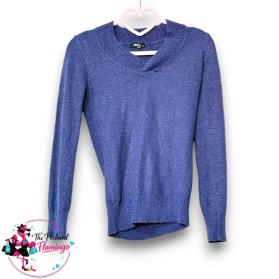 M&Co Cobalt Blue Textured Knit Jumper – Long Sleeve Soft Knit Sweater – Size XS
