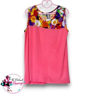 Miss 2 Day Floral Panel Vest Top Pink Sleeveless Summer Top Size M UK 8-10