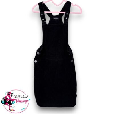 New Look Black Corduroy Dungaree Dress Pinafore - Size UK 8 - Cotton Casual Layering