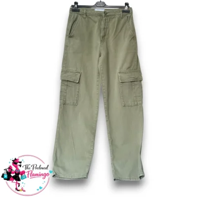 New Look Khaki Green Cargo Jeans – Straight Leg Utility Trousers – Size UK 10
