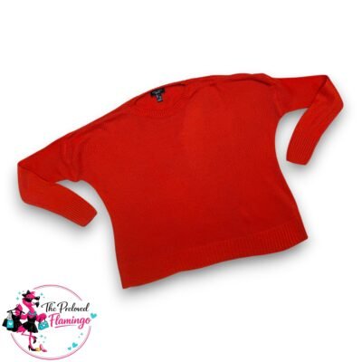 New Look Petite Orange Jumper UK L Knit Sweater Long Sleeve Bright Ribbed Hem Acrylic