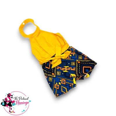 PatPat Girl Romper 3-4 Years Mustard Halterneck Playsuit Outfit With Headband BNWT