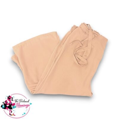 Primark Beige Pink Culottes UK 20 Wide Leg Cropped Trousers Elastic Waist Tie Belt Plus Size