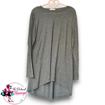 Primark Cares Grey Hi-Lo Tunic Top – Long Sleeve Oversized Casual Top – Size M