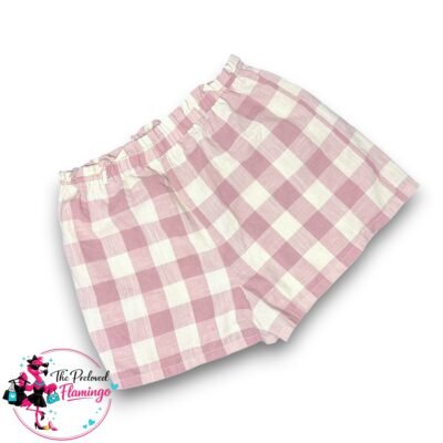 Primark Pink Gingham Shorts UK 16 Elastic Waist Mini Check Summer Shorts Lightweight
