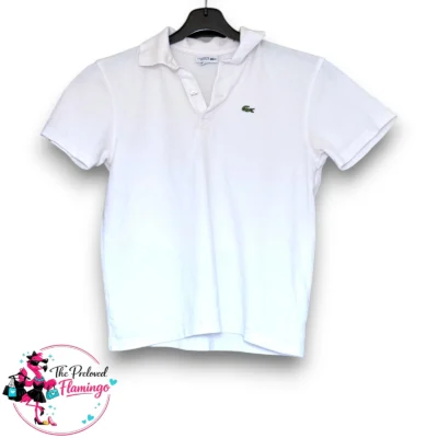 Lacoste Sport White Polo Shirt – Kids Junior Crocodile Logo – Size 14 (Fits 9-10 Years)