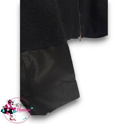 Annette Gortz Black Angora Blend Cropped Zip Jacket Designer Faux Leather Cuff UK M-2