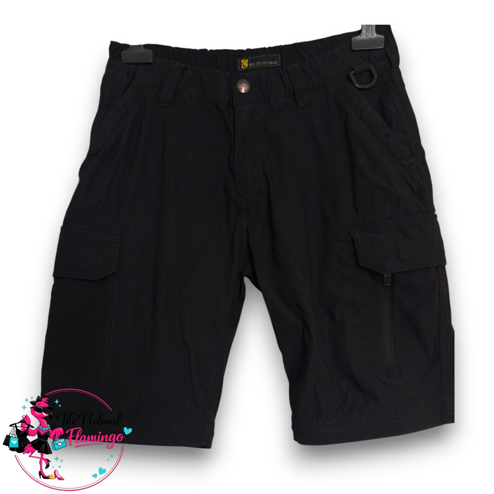 BG Clothing Mens Black Workwear Cargo Shorts Utility Stretch Combat Shorts Waist 32-34