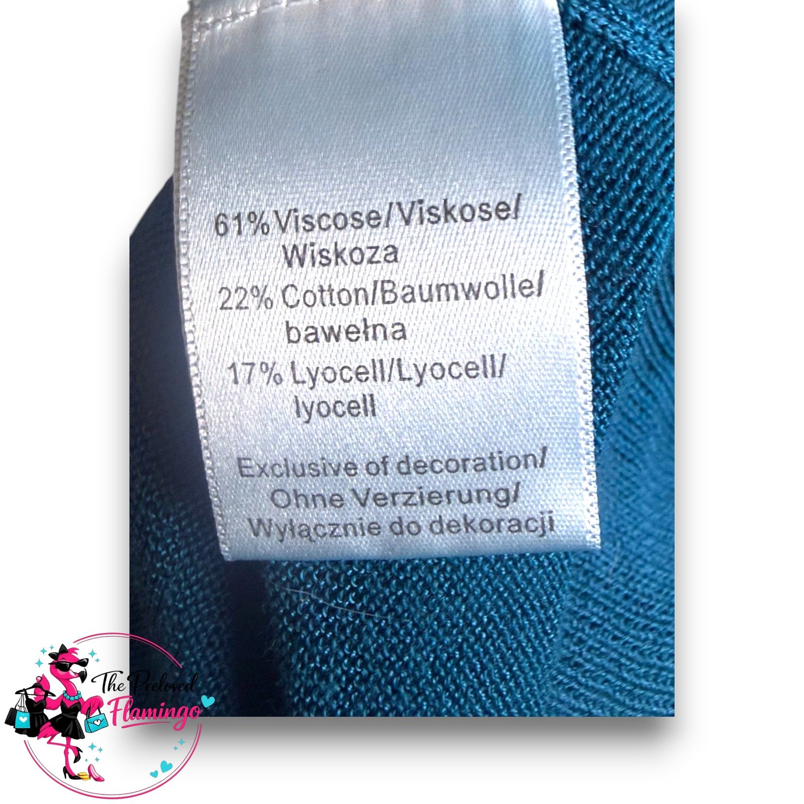 Cable & Gauge Teal Blue Floral Applique Button Cardigan Soft Knit Lightweight Size M UK 10 12 - Image 4