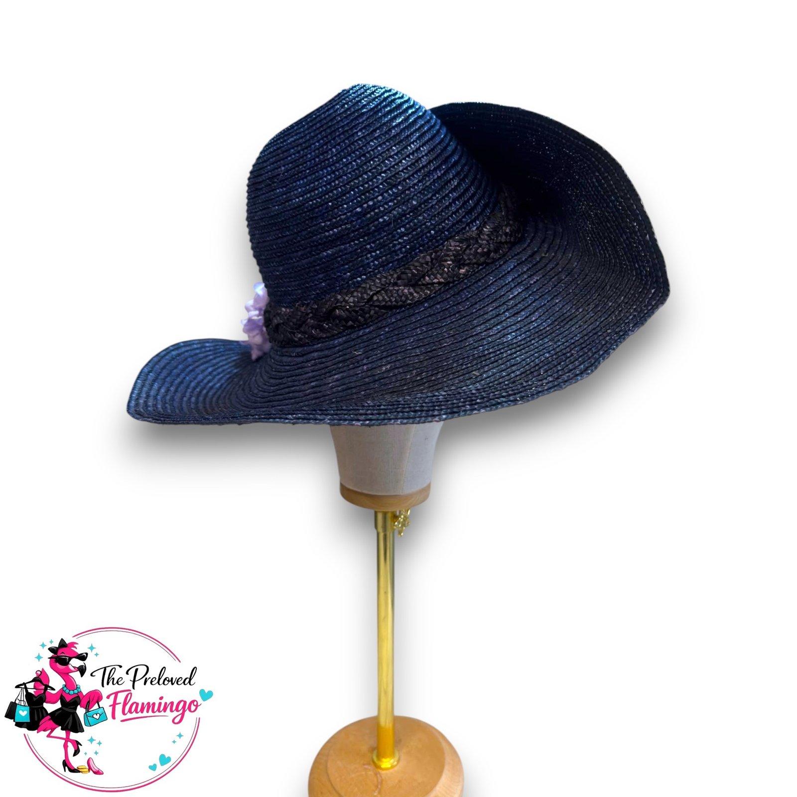 Elegant Navy Wide Brim Occasion Hat Lilac Floral Wedding Royal Ascot Races Ladies Day Fascinator - Image 4
