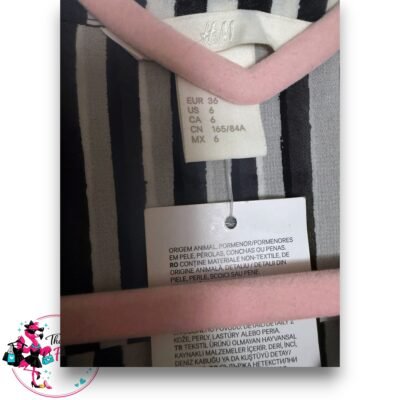 H&M Black White Striped Sleeveless Blouse Shirt Top Collared Chiffon UK 8 BNWT-2