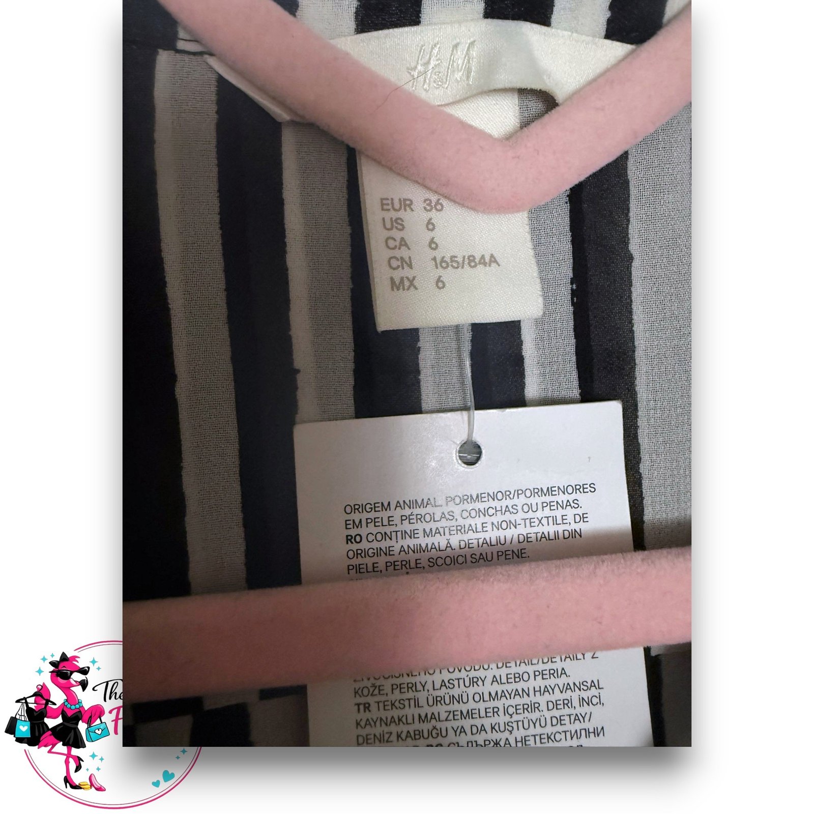 H&M Black White Striped Sleeveless Blouse Shirt Top Floaty Collared Chiffon UK 8 BNWT - Image 2