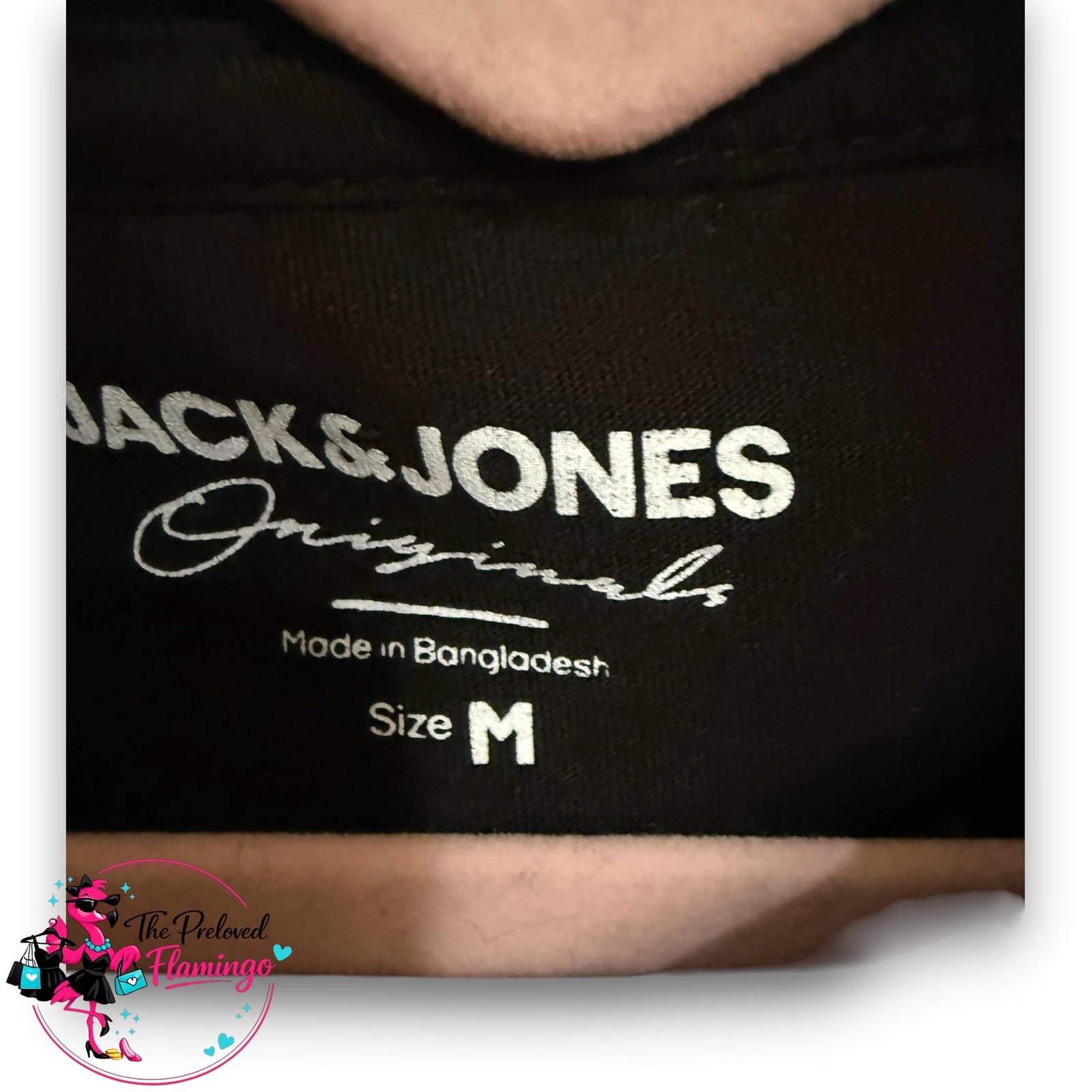Jack & Jones Mens Black T Shirt Medium Originals Crew Neck Cotton Casual Logo Tee M - Image 2