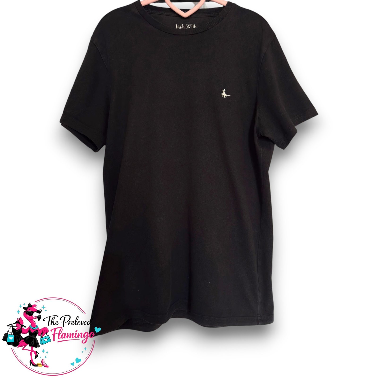 Jack Wills Mens Black T Shirt Medium Classic Fit Crew Neck Cotton Designer Tee M
