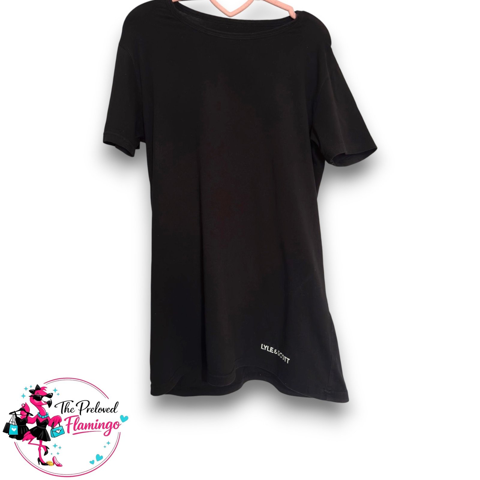 Lyle & Scott Mens Black T Shirt Medium Crew Neck Stretch Cotton Designer Tee M