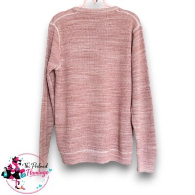 Next Mens Pink Marl Waffle Knit Jumper Medium Crew Neck Textured Cotton Sweater M-2