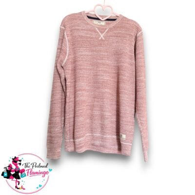 Next Mens Pink Marl Waffle Knit Jumper Medium Crew Neck Textured Cotton Sweater M