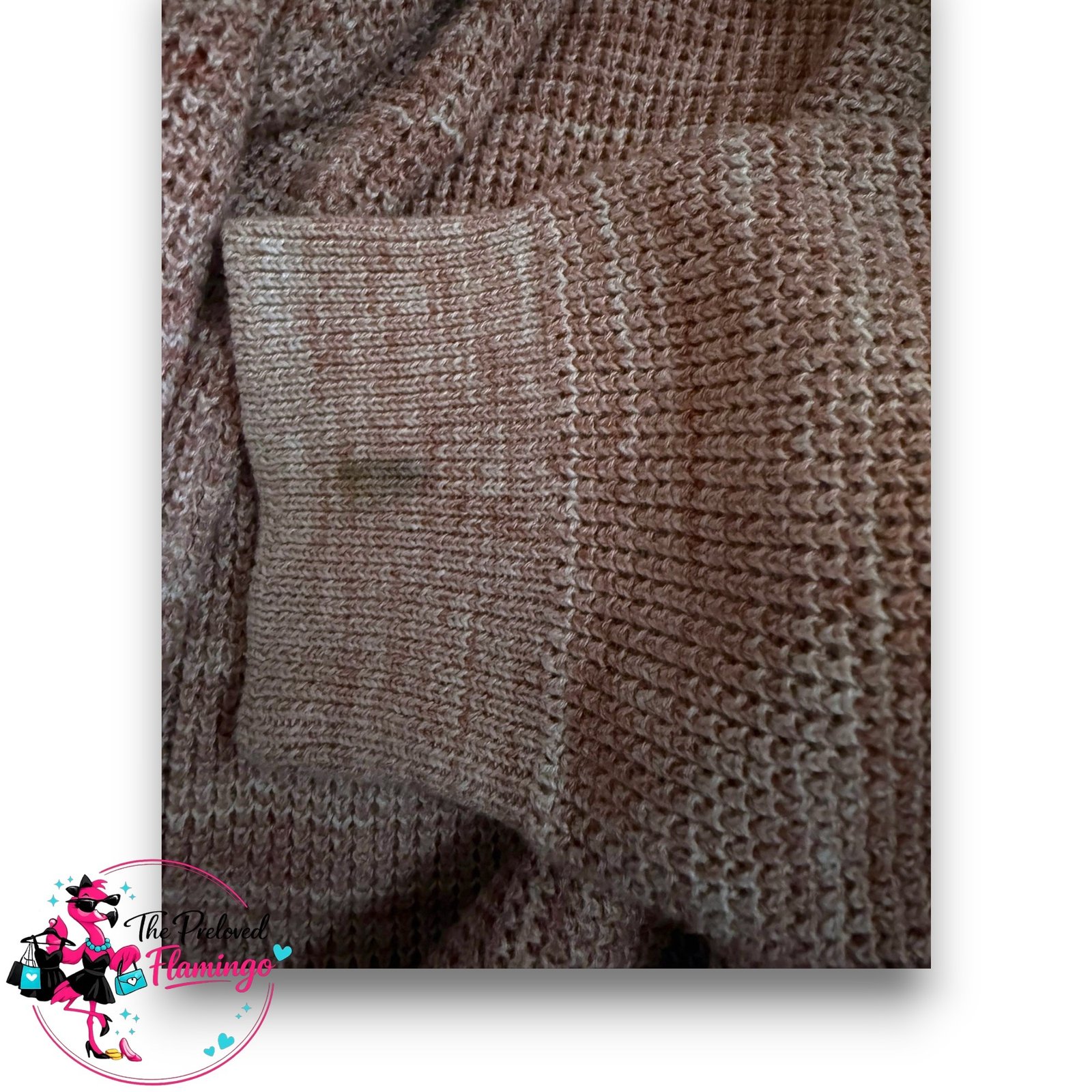 Next Mens Pink Marl Waffle Knit Jumper Medium Crew Neck Textured Cotton Sweater M - Image 6