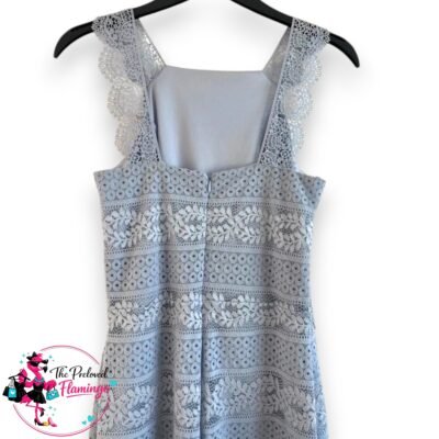 Primark Baby Blue Lace Midi Dress UK 10 Cap Sleeve Lined Occasion Summer Dress-2