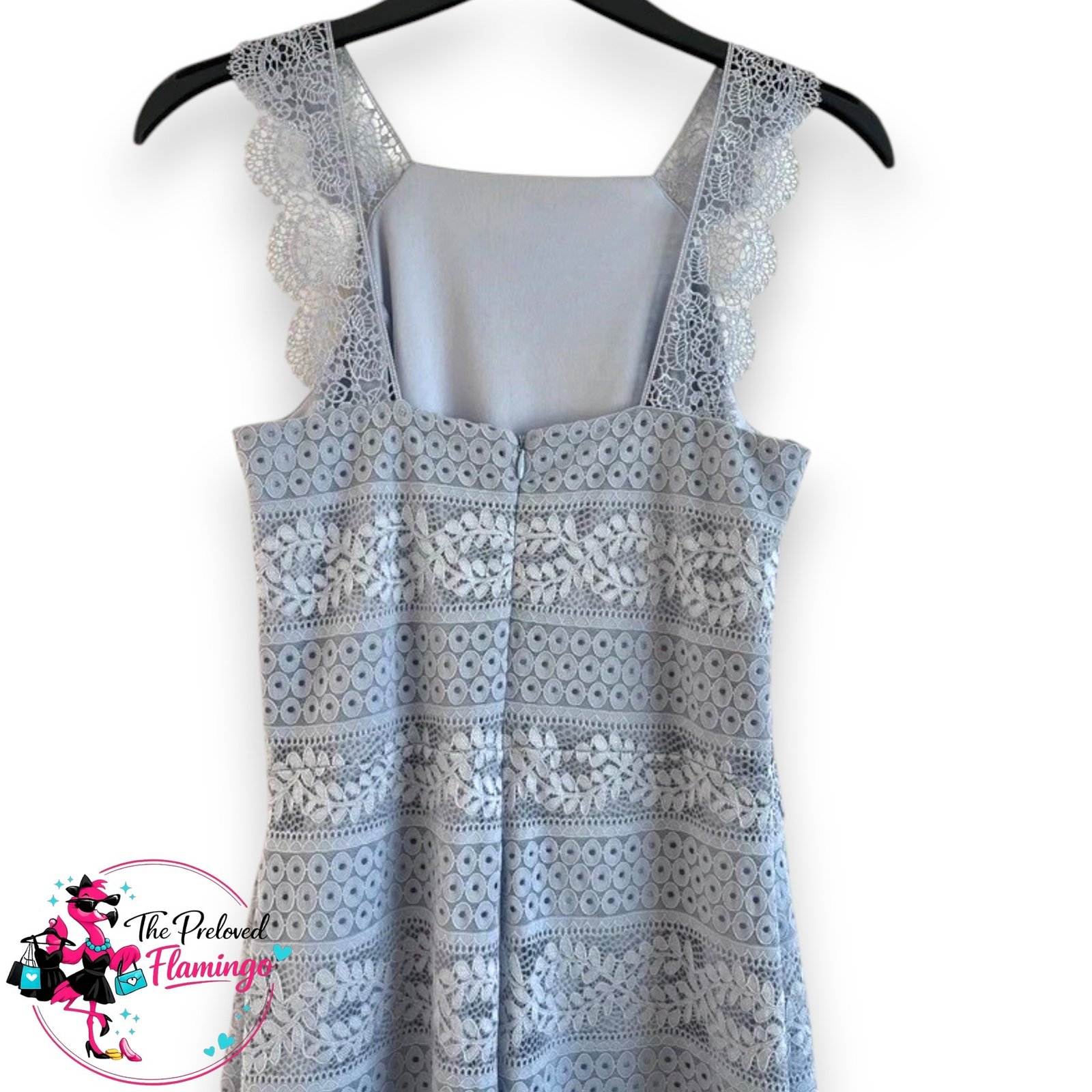 Primark Baby Blue Lace Midi Dress UK 10 Cap Sleeve Lined Occasion Summer Dress - Image 2