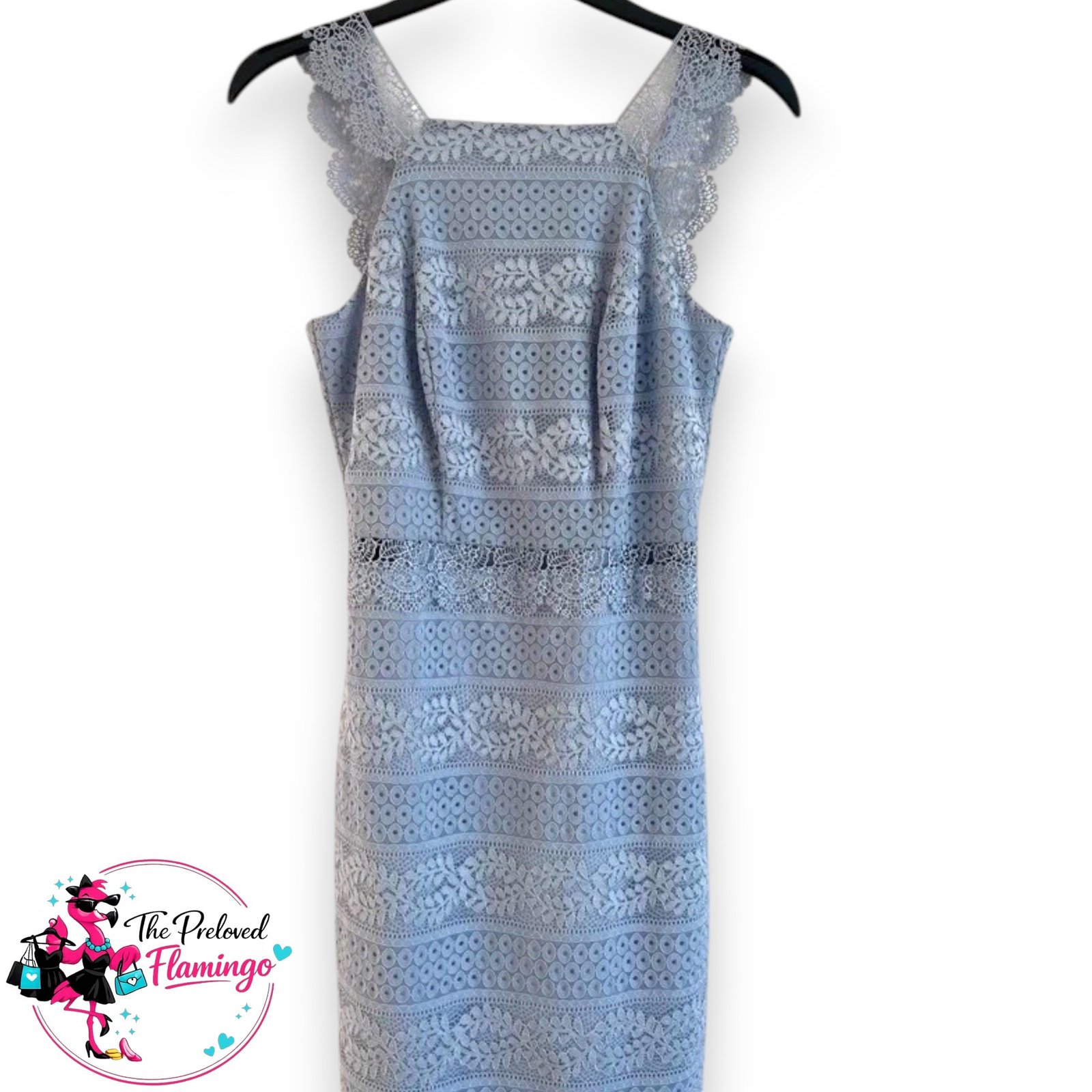 Primark Baby Blue Lace Midi Dress UK 10 Cap Sleeve Lined Occasion Summer Dress