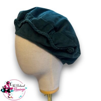 Vintage Dark Green Corduroy Beret Hat French Style Slouch Cap Retro Parisian Women's Classic