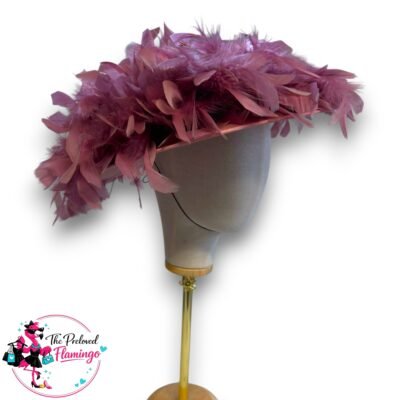 Vintage Kangol Pink Feather Trim Occasion Hat Wide Brim Royal Ascot Wedding Ladies Day Fascinator