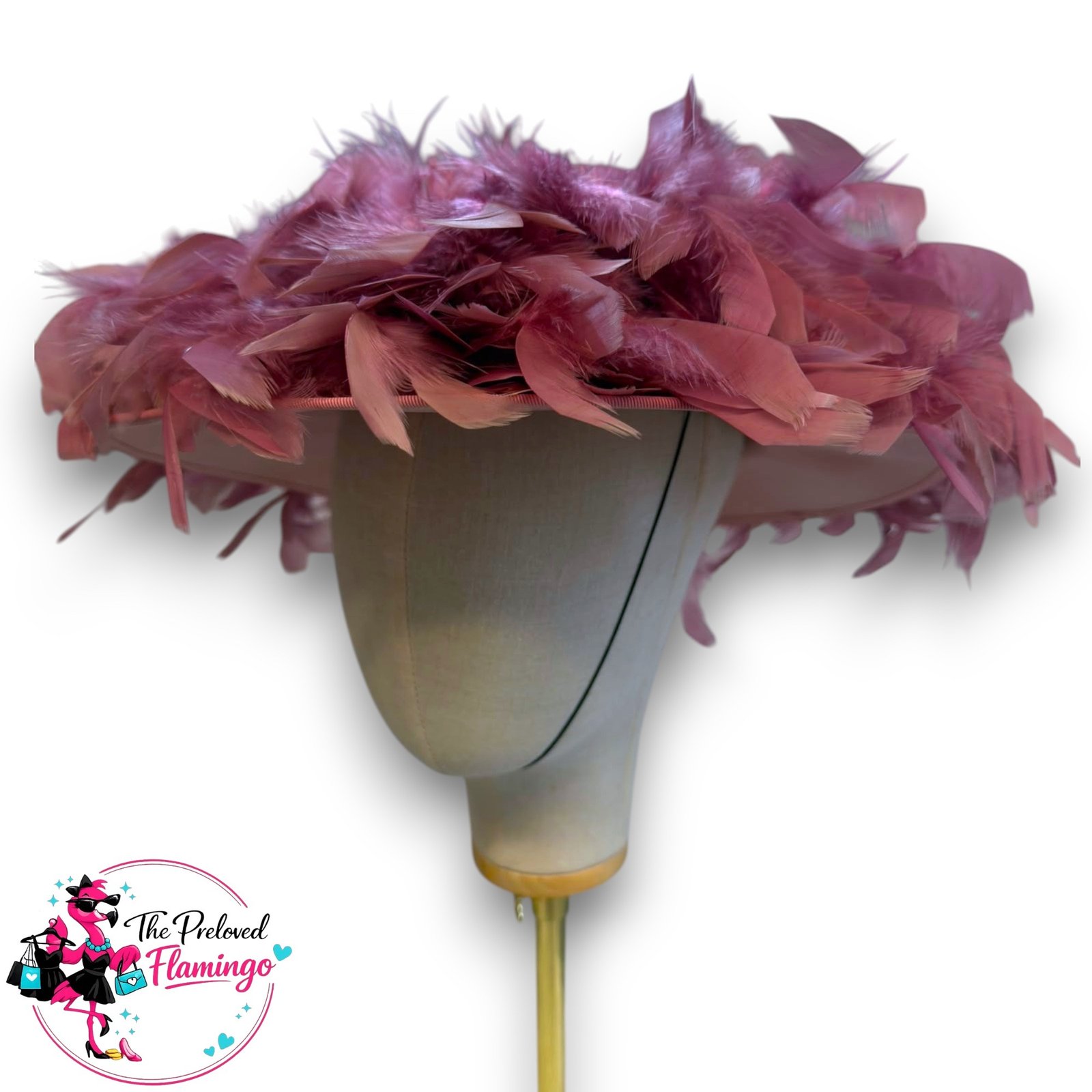 Vintage Kangol Pink Feather Trim Occasion Hat Wide Brim Royal Ascot Wedding Ladies Day Fascinator - Image 2