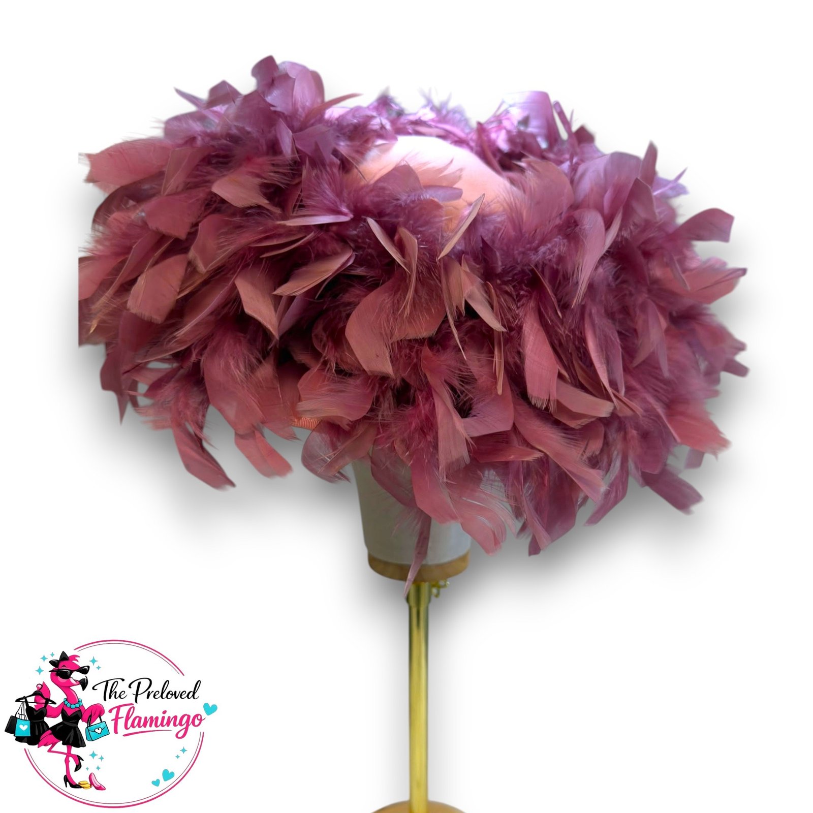 Vintage Kangol Pink Feather Trim Occasion Hat Wide Brim Royal Ascot Wedding Ladies Day Fascinator - Image 3