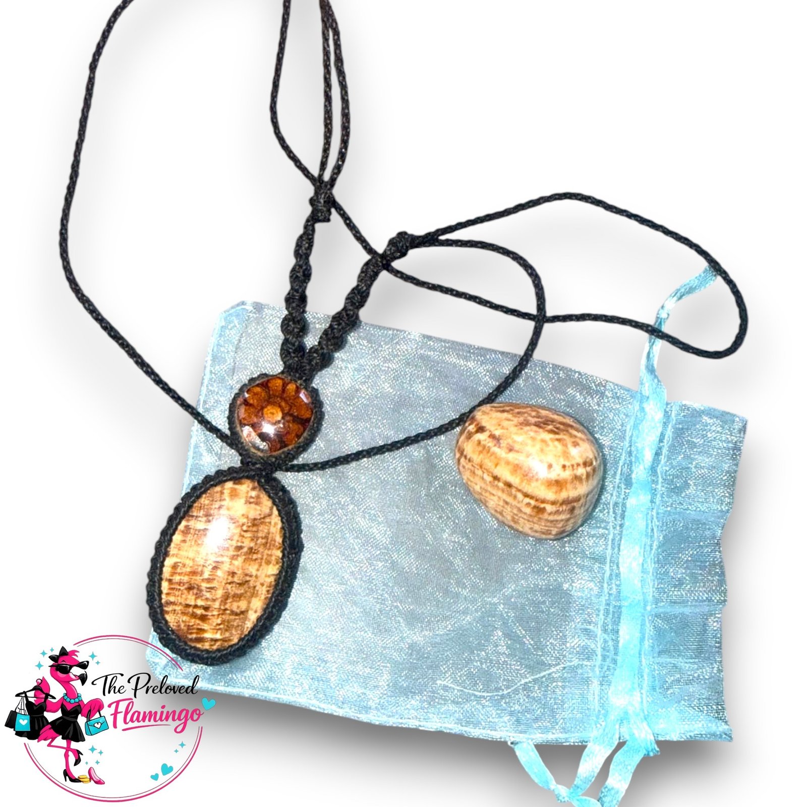Handcrafted Peru Brown Aragonite Crystal Necklace Blessed By Shaman Macrame Adjustable Cord New - Image 2