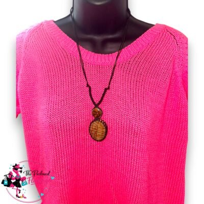 Handcrafted Peru Brown Aragonite Crystal Necklace Blessed By Shaman Macrame Adjustable Cord New