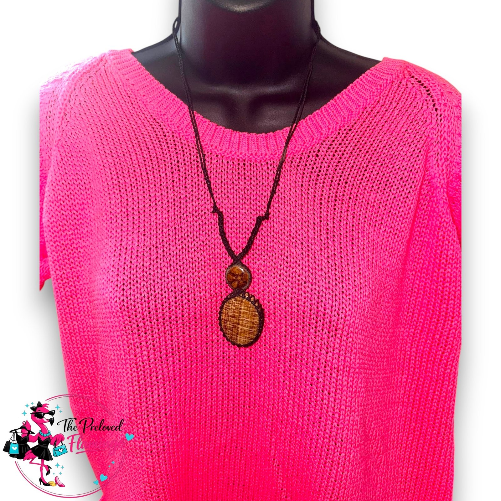 Handcrafted Peru Brown Aragonite Crystal Necklace Blessed By Shaman Macrame Adjustable Cord New