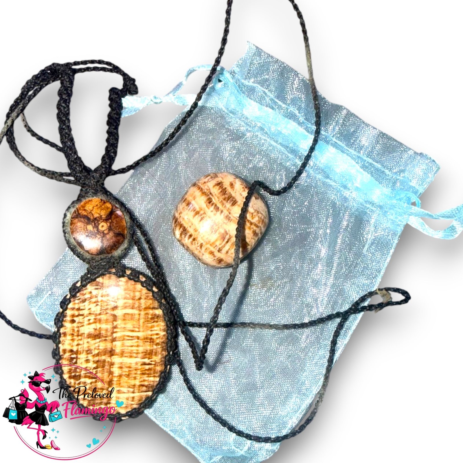 Handcrafted Peru Brown Aragonite Crystal Necklace Blessed By Shaman Macrame Adjustable Cord New - Image 2