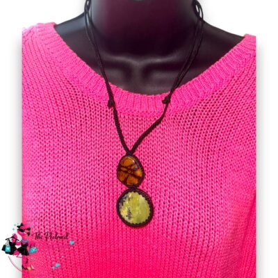 Handcrafted Peru Serpentine Crystal Necklace Blessed By Shaman Macrame Adjustable Cord New
