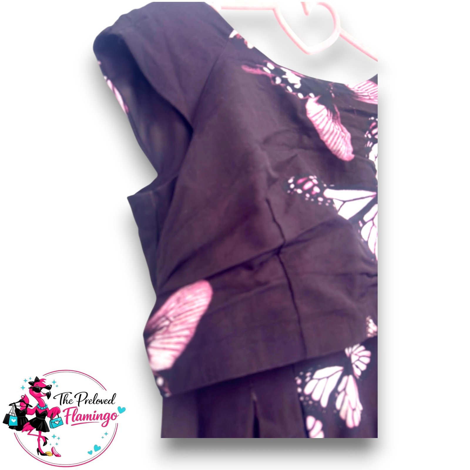 Phase Eight Aubergine Purple Butterfly Print Occasion Dress Fit Flare Wedding Party UK 12 - Image 2