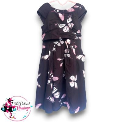 Phase Eight Aubergine Purple Butterfly Print Occasion Dress Fit Flare Wedding Party UK 12
