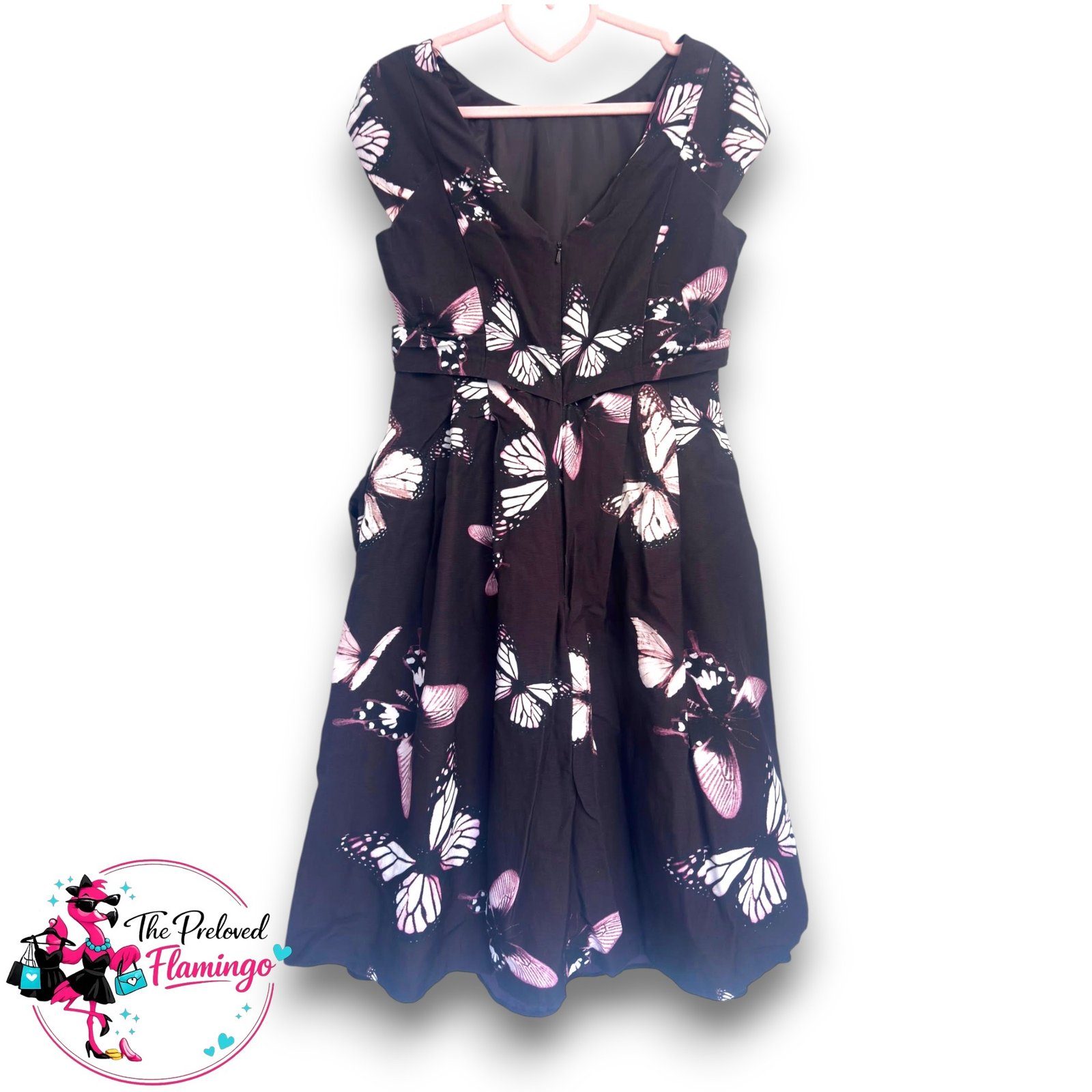 Phase Eight Aubergine Purple Butterfly Print Occasion Dress Fit Flare Wedding Party UK 12 - Image 6
