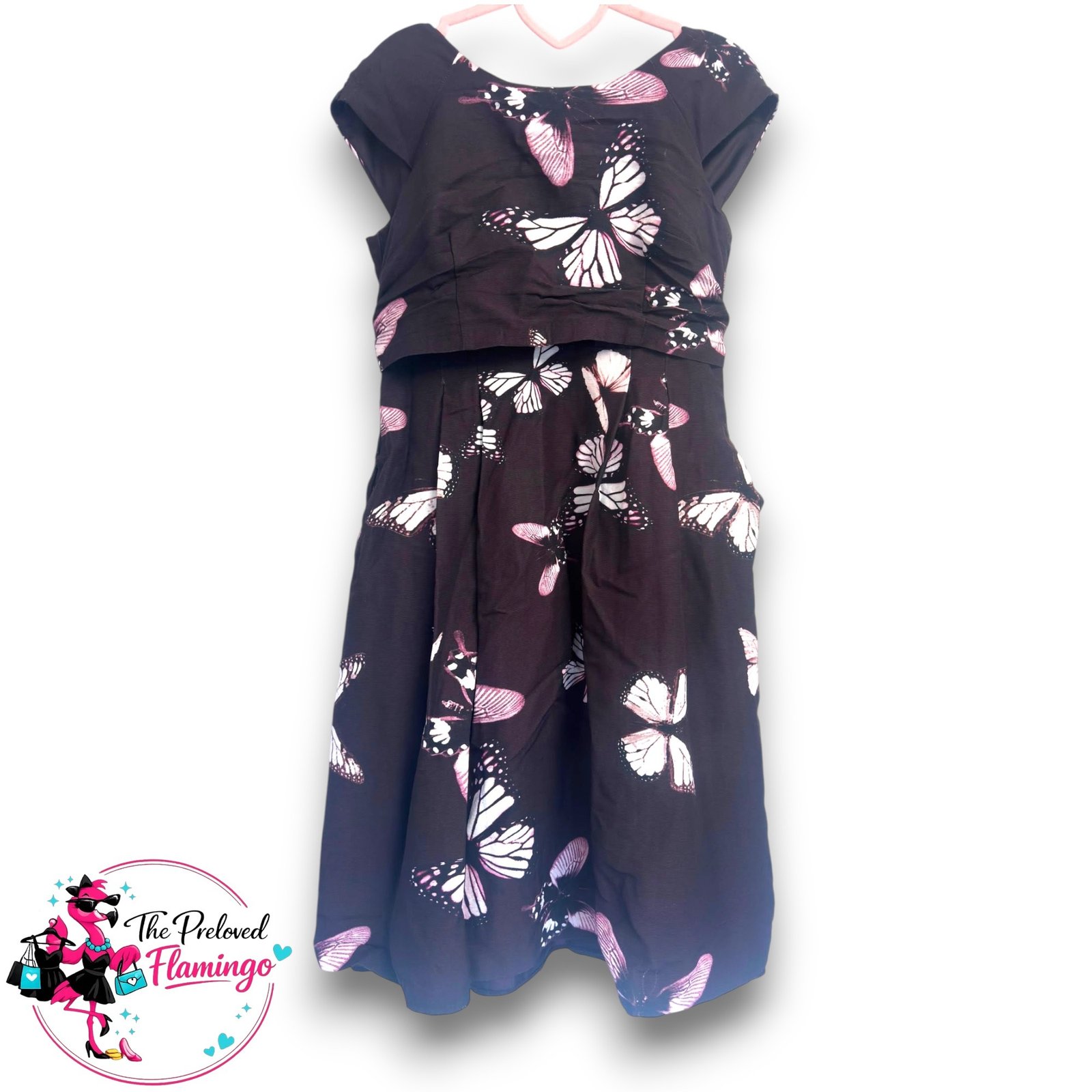 Phase Eight Aubergine Purple Butterfly Print Occasion Dress Fit Flare Wedding Party UK 12