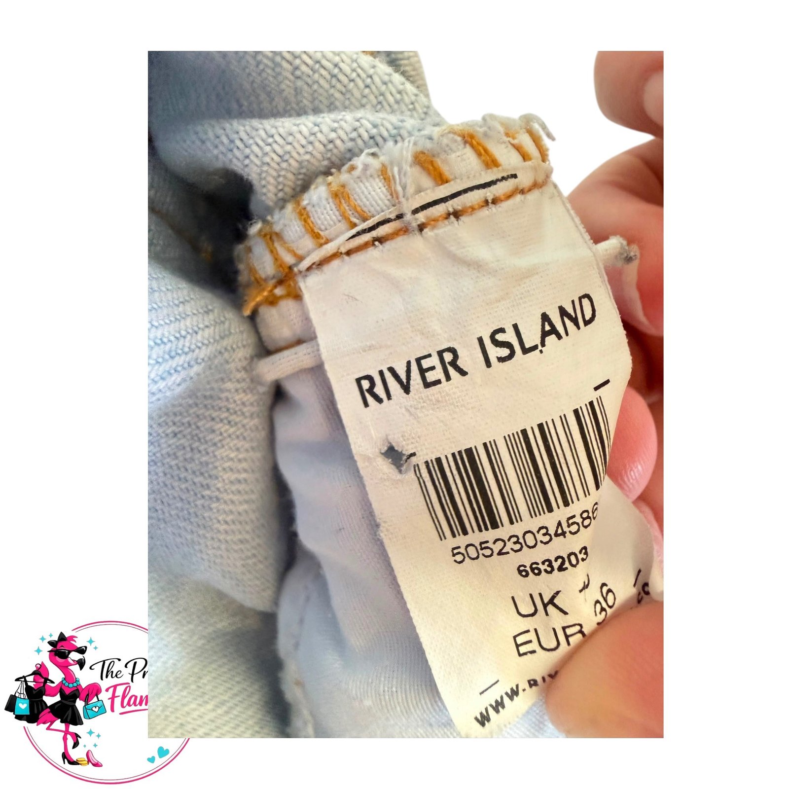 River Island Light Wash Denim Shorts Frayed Raw Hem Summer Festival Holiday UK 10 EU 36 - Image 3