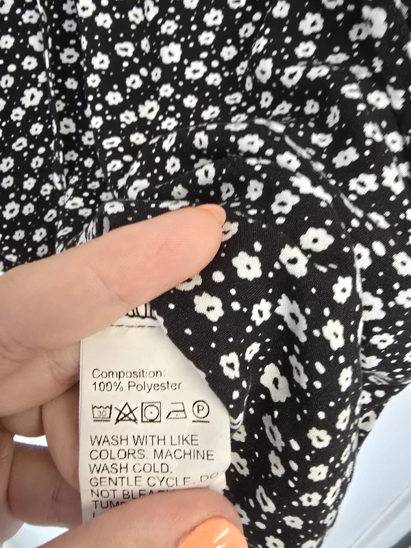SHEIN Floral Tie-Neck Mini Dress – Black & White - Image 2